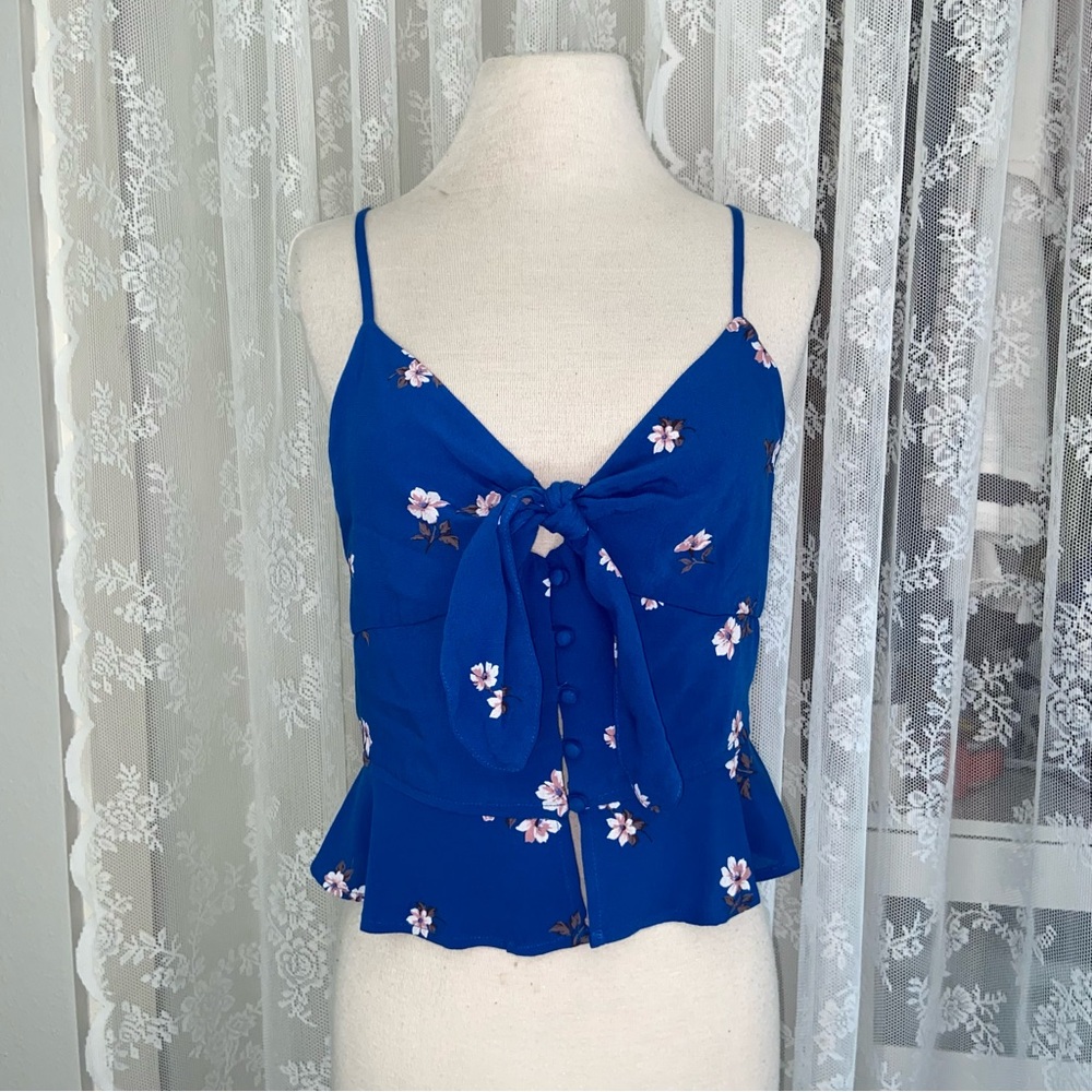 Blue Floral Crop Top